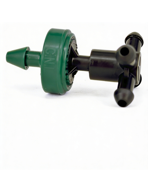 Gotero 8 l/h autcompensante y antidrenante con distribuidor de cuatro salidas