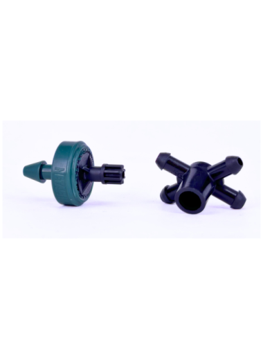 Gotero 8 l/h autcompensante y antidrenante con distribuidor de cuatro salidas
