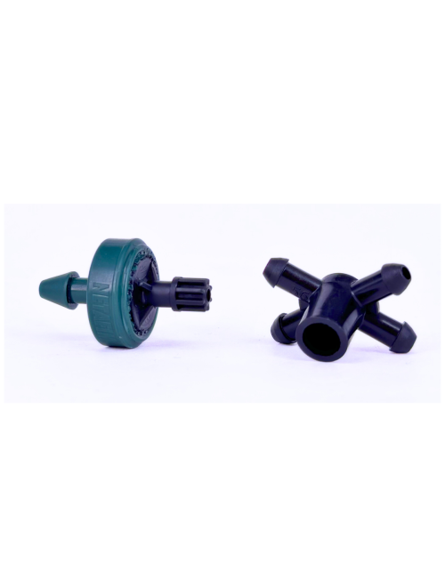 Gotero 8 l/h autcompensante y antidrenante con distribuidor de cuatro salidas