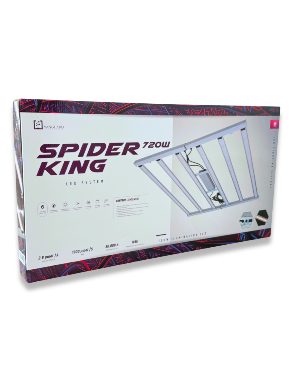 Sistema led spider king 720w vanguard hydroponics