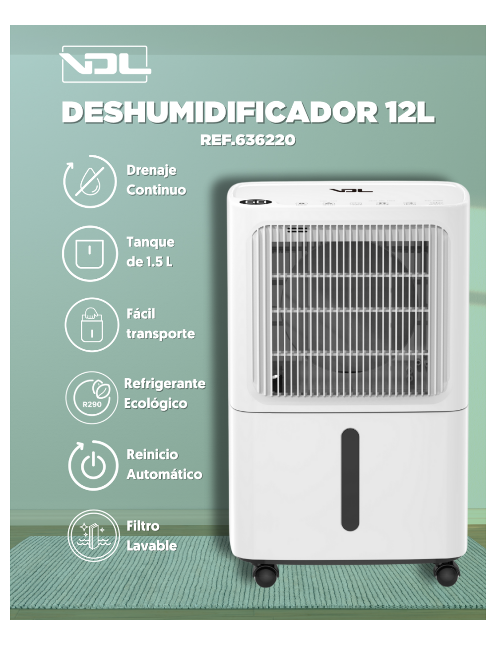 Deshumidificador 12 l/d vdl