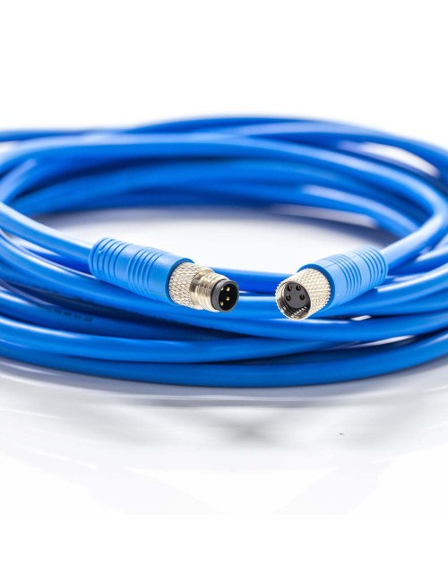 M8 4pin male to 4pin female double end cable 5m 24awg pvc ral5015 blue